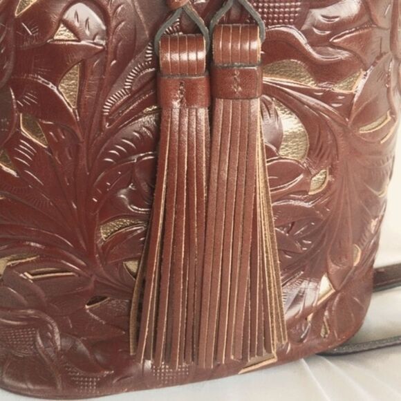 Patricia Nash Burnished Leather-Octavia Crossbody Bucket Bag - Picture 7 of 15